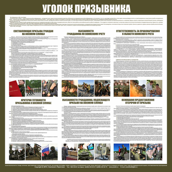 С118 Стенд Уголок призывника (1000х1000мм, Пластик 3 мм, алюминиевый багет) - Стенды - Стенды по гражданской обороне и чрезвычайным ситуациям - Магазин охраны труда ИЗО Стиль